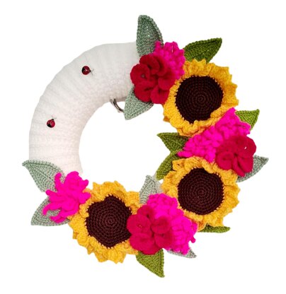 Crochet Spring Wreath Pattern - Sunflowers