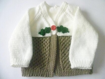 Christmas Pudding Baby Cardigan