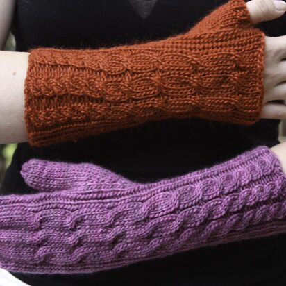 Cascading Cables Mitts and Mittens