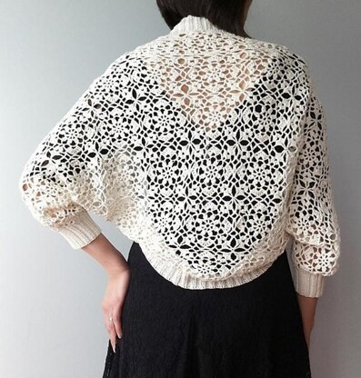 Clair - continuous motif shrug (crochet+knit)