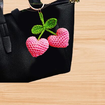 Crochet 2 Hearts Keychain Pattern – Mini Heart Bag Charm (PDF + Video)