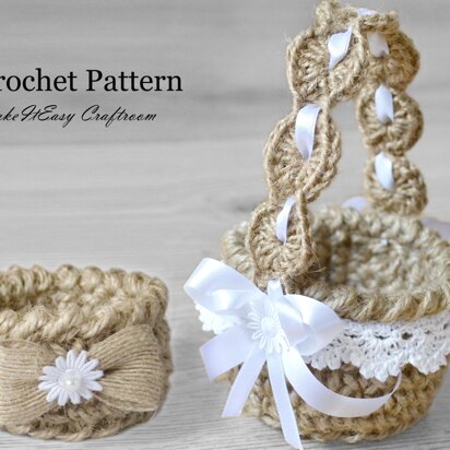 Jute twine crochet baskets. Small wedding baskets. Table decor. Candy baskets. Easter egg baskets