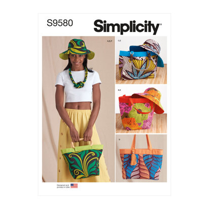 Simplicity Bags, Hat and Necklace S9580 - Paper Pattern, Size All Sizes in One Envelope