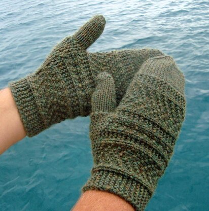 Sideways Gansey Style Mittens