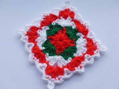 Crochet Granny Square Christmas Afghan Block Motif