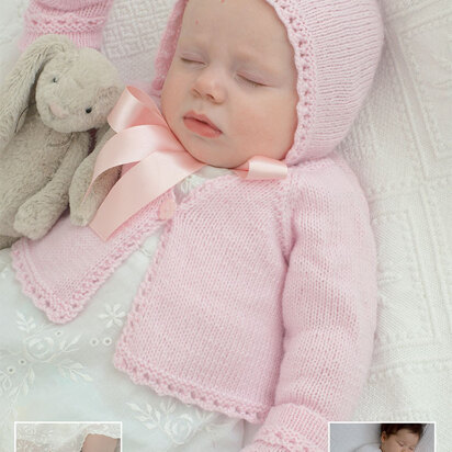 Cardigans, Bonnet, Mittens and Bootees in Sirdar Snuggly 4 Ply 50g - 1818 - Downloadable PDF