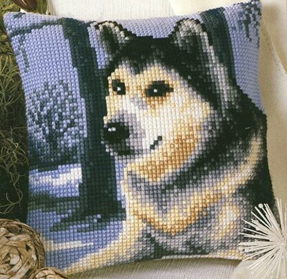 Vervaco Winter Wolf Cushion Front Chunky Cross Stitch Kit - 40cm x 40cm