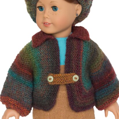 Big Jacket and Beret for 18 Inch Dolls. Doll Clothes Knitting Pattern.