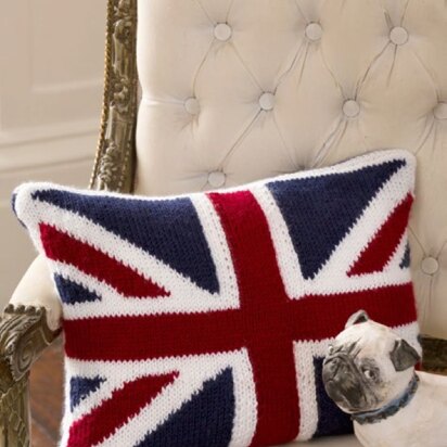 Union Jack Pillow in Red Heart Soft Solids - LW4144