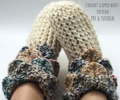 Crochet slipper boots