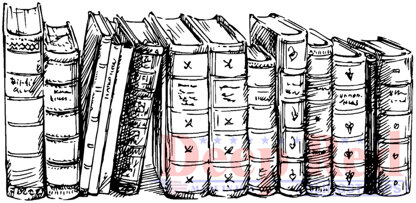 Deep Red Stamps Deep Red Cling Stamp 3.2"X1.5" - Old Books Border