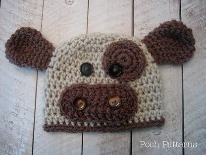 Baby Cow Beanie Hat Crochet Pattern 221