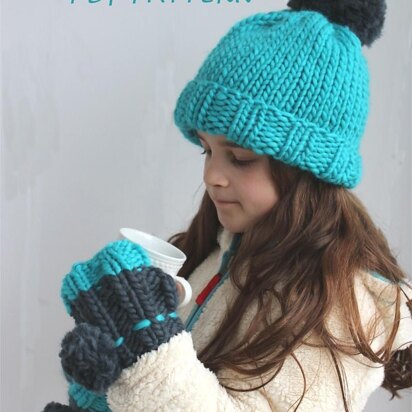 Slouchy Hat and pom Glove Set