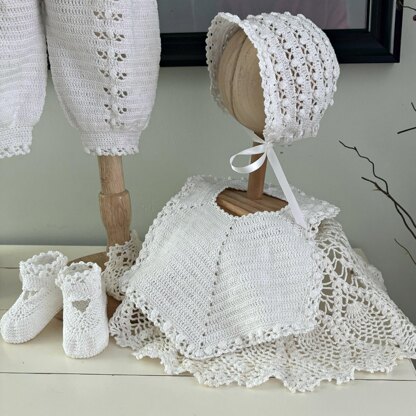 Baby Boy Christening Set Popcorn Stitch