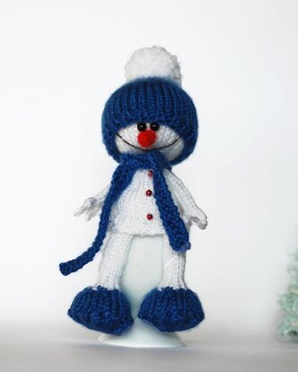 Lovely and sweet Snowman in the blue hat and scarf for keeping warm breakfast egg