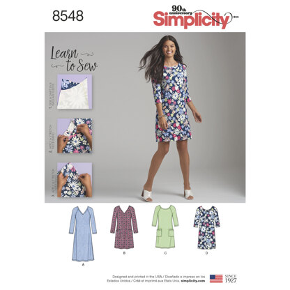 Simplicity Womenâ€™s' Knit Dress 8548 - Paper Pattern, Size A (10-12-14-16-18-20-22)