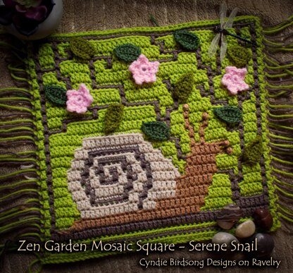 Zen Garden Mosaic Square - Serene Snail