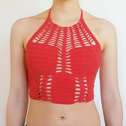 "Red Magic Lily" crop top _ M37