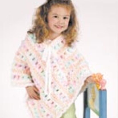 Poncho in Red Heart Baby Clouds Solids and Baby Clouds Multis- LW1460