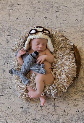 Newborn Aviator Hat and Plane Plush