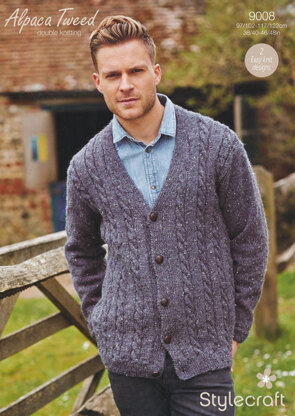 Mens's Cardigans in Stylecraft Alpaca Tweed DK - 9008