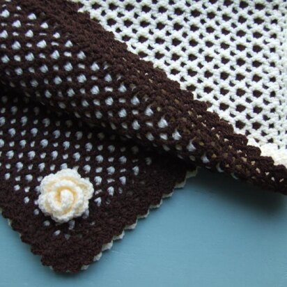 Two Colour Reversible Baby Blanket & Flower Trim