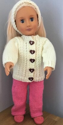 Aran Cardigan and Trousers set 18 inch doll