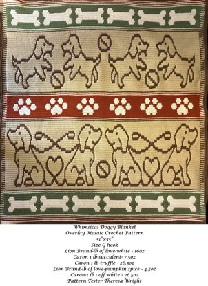 Whimsical Doggy Blanket Overlay Mosaic Crochet Pattern