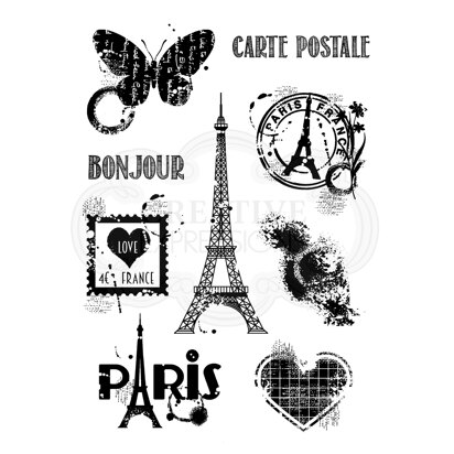 Woodware Clear Singles Paris Elements Stamp 4in x 6in