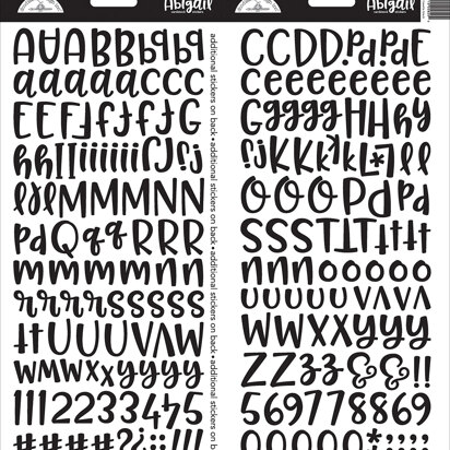 Doodlebug Abigail Font Alpha Cardstock Stickers 6"X13" 2/Pkg - Beetle Black