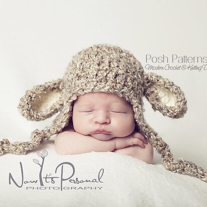 Little Lamb Earflap Hat Crochet Pattern 127