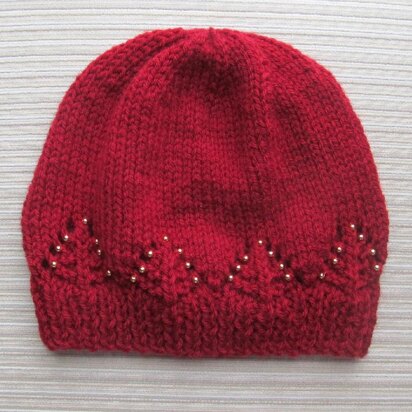 Seamless Hat with Small Pine Trees in Size Adult - knitting pattern