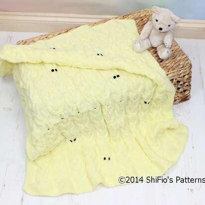 246- Owl Cable Baby Blanket Knitting Pattern #246