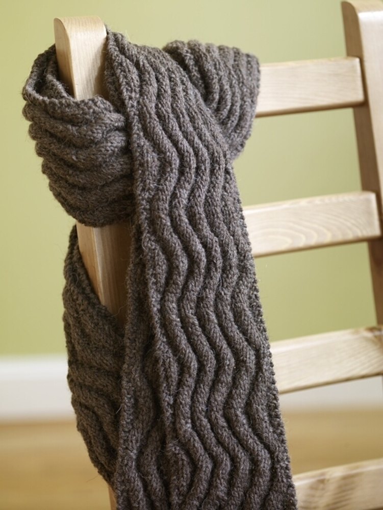 Meandering Rib Scarf in Lion Brand Fishermen's Wool - 70809AD, Knitting  Patterns