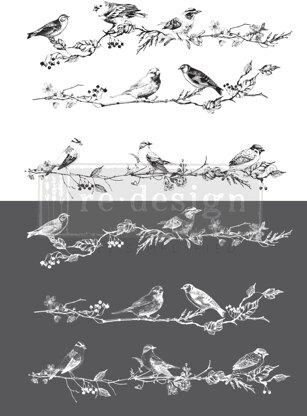 Prima Marketing Prima Re-Design Decor Transfer - Birds & Berries 34"X24"
