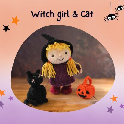 Witch Girl & Cat - knitting pattern