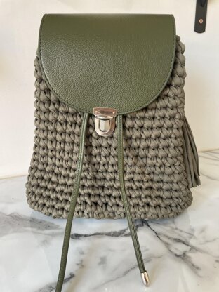 Crochet Backpack with leather