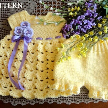 PATTERN Crochet Baby Dress Knitting Baby Bloomers