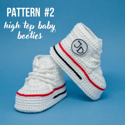 Crochet baby booties patterns bundle, set of 4 sneakers