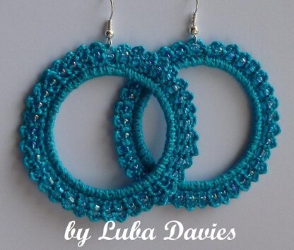 Crocheted Earrings Lacy Hoops