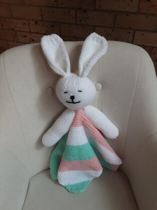 Bunny Lovey Baby Blanket Knitting Pattern