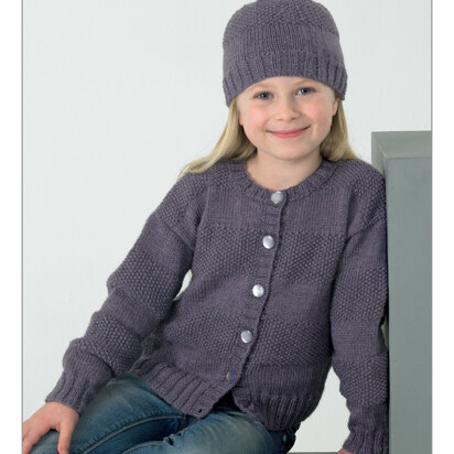 Girl's Hat and Cardigan in James C. Brett DK with Merino - JB182