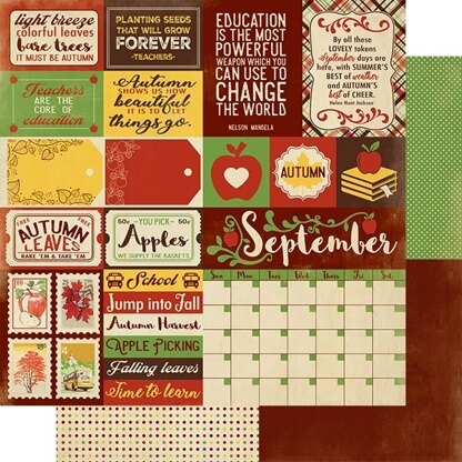 Authentique Paper Calendar Collection Double-Sided Cardstock 12"X12" 18/Pkg - September Sentiments