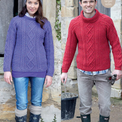 Sweaters in Hayfield Bonus Aran Tweed with Wool - 7137 - Downloadable PDF