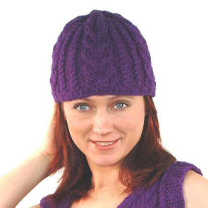 Cabled Hat in Plymouth Encore Worsted - F192