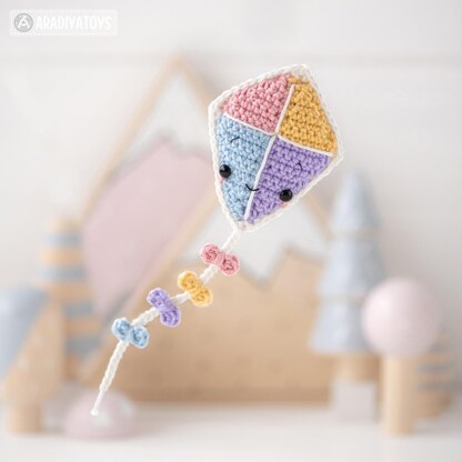 Crochet Pattern for Kawaii Kite from "AradiyaToys Kawaii” collection / Amigurumi Pattern (Amigurumi Tutorial PDF File), Keychain Beginner Handmade DIY Pin Cushion by AradiyaToys (Olka Novytska)