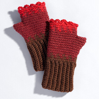 Valley Yarns 207 Rose Hips Crocheted Gauntlets
