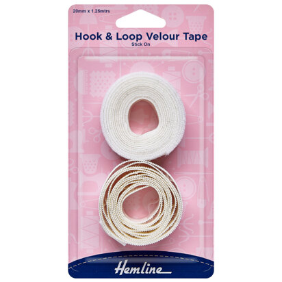 Hemline Hook & Loop Tape: Stick-On: Value Pack: 1.25m x 20mm: White