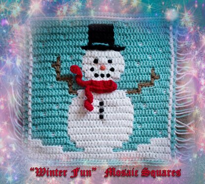 Winter Fun Mosaic Square - Silly Snowman