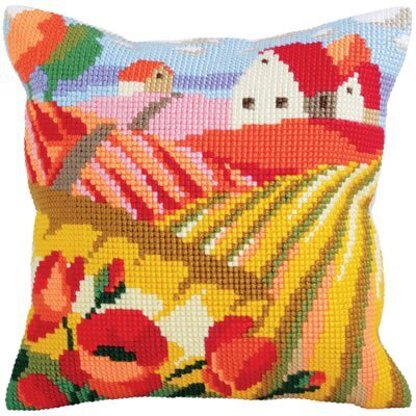 Collection D'Art Poppy Field II Cross Stitch Cushion Kit - 40cm x 40cm